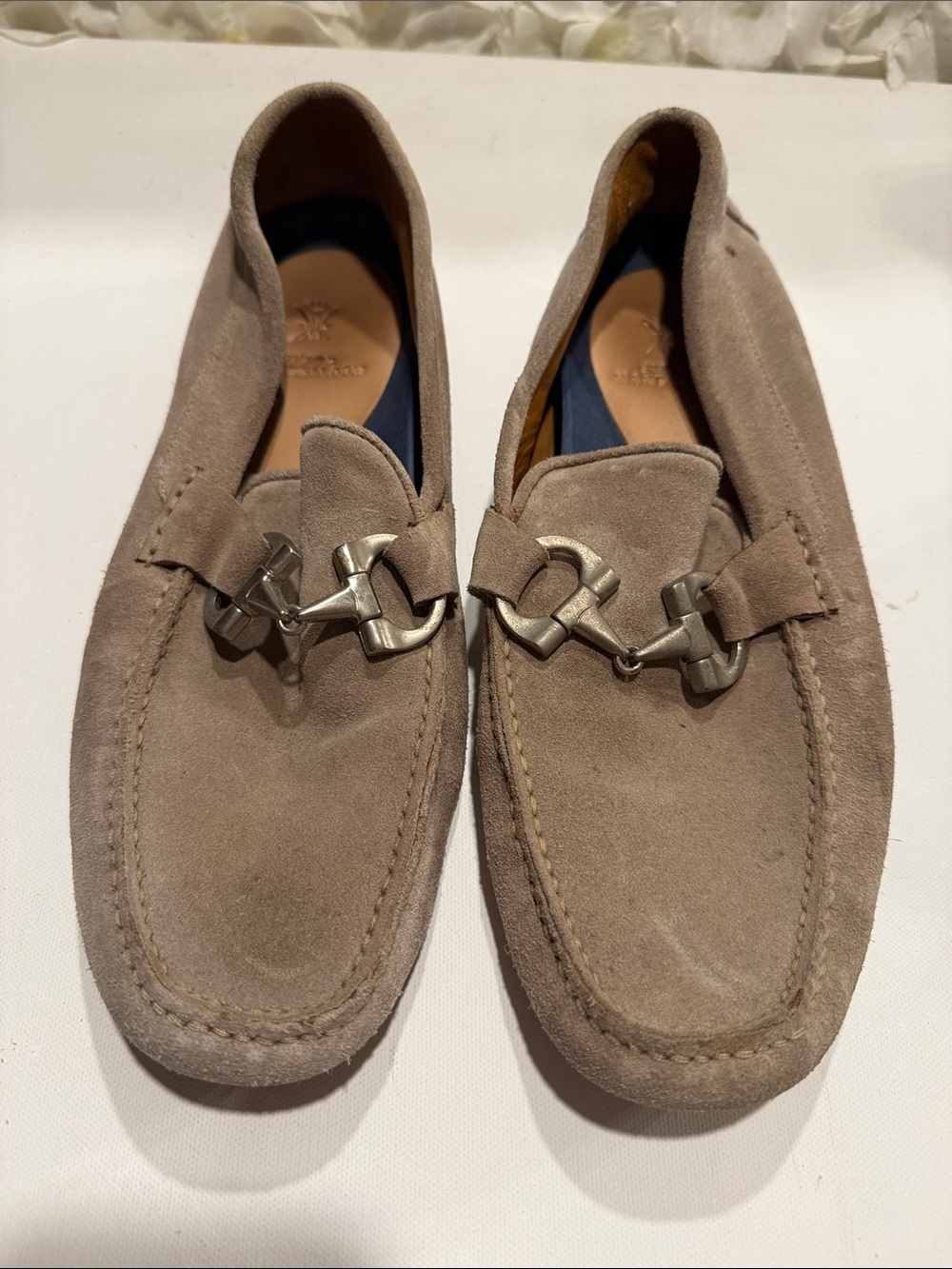 Men's Suede Bit Loafers in Taupe - Picture 1 of 4